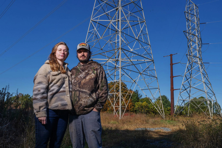 The proposed route for a widely protested high-voltage power line starts near Brandon and Marie Hill's farm in Parkton, Md.